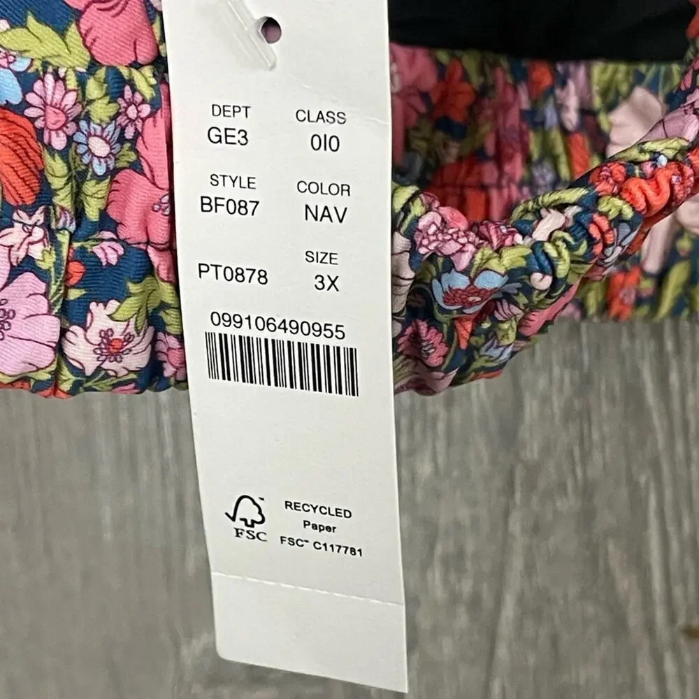 J. Crew Tie-Shoulder Ruched Bikini Top in Liberty Meadow Song Fabric Size 3X NWT